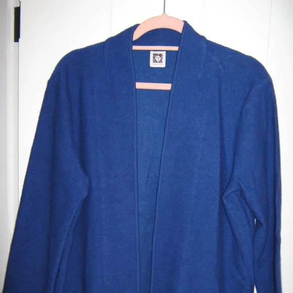 Blue Anne Klein Open Wool-mix Jacket - Picture 1 of 3